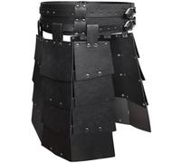 CALFOVERA Medieval PU Leather Waist Armor Viking Skirt with Wide Buckle Belt Retro Double-Sided Thigh Armor Mercenary Knights Skirt for LARP Cosplay Costume Make-up Party (Black)