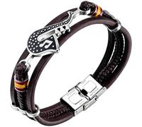 CALFOVERA Mens Multilayer Sax Braided Leather Cuff Bracelet Saxophone Jazz Music PU Leather Woven Rope Bangle Ethnic Tribal Stackable Wrap Wrist Cord Wristband for Jazzist Jewelry