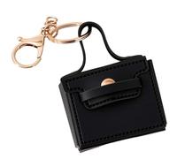 CALFOVERA Mini PU Leather Backpack Keychain for Women Black Leather Handbag Keyring Key Headset Bag Small Change Pouch Coin Purse Charm Accessories with Lobster Clasp for Lipstick Headphone Storage