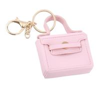 CALFOVERA Mini PU Leather Backpack Keychain Key Earphone Bag for Women Pink Leather Handbag Keyring Small Change Pouch Coin Purse Charm Accessories with Lobster Clasp for Lipstick Storage