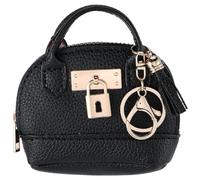CALFOVERA Mini Tote Bag Keychain Black PU Leather Zipper Coin Change Pouch with Lobster Clasp Small Earphone Pouch Handbag Keychain Wallet Purse Pendants Charm for Women Lipstick Headset Cosmetics Bag