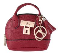 CALFOVERA Mini Tote Bag Keychain Red PU Leather Zipper Coin Change Pouch Small Earphone Pouch Handbag Keychain Wallet Purse Pendants Charm with Lobster Clasp for Women Purse Handbag Decor