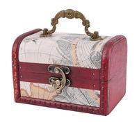 CALFOVERA Mini Vintage Wooden Jewelry Chest Keepsake Cases Small European Decorative PU Leather Treasure Box Retro Pirate Treasure Stroage Box with Handle for Jewelry Pearl Trinkets Birthday Gifts