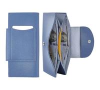CALFOVERA PU Leather Cash Envelope Wallet Blue All in One Long Bifold 2 Tier Reusable Budget Money Envelopes Organizer Wallets Purse for Carrying Cash Stuffing Credit Card Business Cards Travel