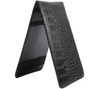 CALFOVERA PU Leather Golf Scorecard Holder Black Crocodile Embossed Yardage Book Cover Waterproof Leather Golf Stat Tracker Sheet Notebook Back Pocket for Golfers Men Statistic and Score