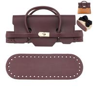 CALFOVERA PU Leather Handbag Crochet Making Kit Oval Reviet Shaper Pad Bottom Hand Strap Top Flip DIY Purse Knitting Set Rectangle Flap Cover for Backpack Crossbody Bag Accessories(Coconut Brown)