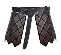 CALFOVERA PU Leather Medieval Studded Thigh Armor for Men Viking Waist Armor Protector with Adjustable Belt Middle Ages Cosplay Thigh Armor Double Sides Mercenary Knights Mercenary Knights Skirt
