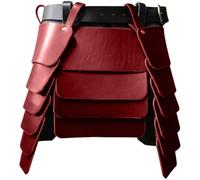 CALFOVERA PU Leather Mercenary Knights Skirt Retro Three-Sided Thigh Armor Medieval Viking Wide Waist Belt Armor Skirt with Wide Buckle Belt for LARP Cosplay Costume Make-up Party (Red)