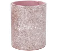 CALFOVERA PU Leather Round Pens Pot Shiny Pink Pencil Cup Multifunctional Stationery Container Leather Luxury Glitter Bling Makeup Brush Stroage Box Case Holder Desktop Organizer for Desk Office