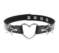 CALFOVERA PU Leather Star Punk Rock Choker Adjustable Alloy Hollow Heart Love Gothic Collar Choker Black Cosplay Jewelry Collar Chain Necklace Decorations for Women Party Cosplay Decorations