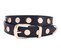 CALFOVERA PU Leather Stylish Studded Belt Adjustable Black Y2K Goth Leather Waistband Retro Punk Rock Fashion Rivet Waist Belt with Golden Alloy Pin Buckle for Men Women Biker Jeans Dresses