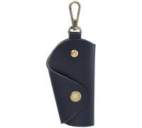 CALFOVERA PU Leather Wrap Keychain for Motorcycle Portable Protective Keyring Cover Pouch with Snap Closure Silencer Sleeve Key Holder Leather Key Wrap Organizer for Men Car(Black)