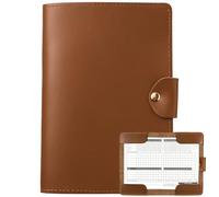 CALFOVERA Refillable PU Leather Golf Scorecard Holder Cover Yardage Book Sleeve Waterproof Golf Stat Tracker Sheet Notebook Back Pocket with Pencil Holder for Golfers Men Statistic and Score(Brown)