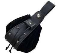 CALFOVERA Renaissance Belt Pouch Medieval Portable Coin Purse Middle Ages PU Leather Drawstring Rivet Pouch Vintage Viking Storage Waist Pack Bag for Men Women Costume LARP Ren Faire(Black)