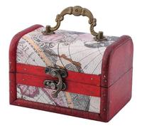CALFOVERA Retro Pirate Treasure Chest Mini Vintage Wooden Jewelry Stroage Cases Keepsake Box Small European Decorative PU Leather Treasure Box with Handle for Jewelry Pearl Trinkets Birthday Gifts