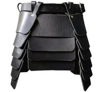 CALFOVERA Retro Three-Sided Thigh Armor Medieval Viking Wide Waist Belt Armor Skirt PU Leather Mercenary Knights Skirt with Wide Buckle Belt for LARP Cosplay Costume Make-up Party (Black)