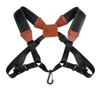 CALFOVERA Saxophone Double Shoulder Strap Harness PU Leather Universal Padded Sax Back Harness Straps Adjustable Black with Iron Alloy Hooks for Reduces Neck Stress Alto Tenor Baritone Saxophones