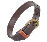 CALFOVERA Simple Genuien Leather Cuff Wrist Bracelet Cowhide Alloy Buckle Bangle Wristband 1cm Adjustble Minimalism Leather Bracelet For Men Women Daily Wear Costume Party Gift(Coconut Brown)