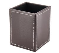 CALFOVERA Square Leather Pens Cup Dark Brown PU Leather Pencils Holder Stationery Container Multifunctional Desktop Caddy Office Accessories Makeup Brush Stroage Case Box for Desk Office Supplies