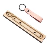 CALFOVERA Strap Leather Cutting Die Metal High Carbon Steel Cutter Keychain Straps Shapes Template Moulds Dies Punching Stamping Tool with Smooth Wooden Base for DIY Crafts Key Chain Fob Making