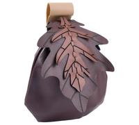 CALFOVERA Vintage Medieval PU Leather Belt Pouch Middle Ages Portable Leaf Coin Purse Renaissance Viking Storage Waist Drawstring Bag for Halloween Costume LARP Ren Faire (Coconut Brown)