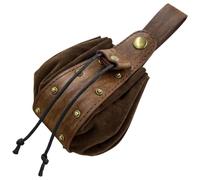 CALFOVERA Vintage Medieval PU Leather Drawstring Pouch Middle Ages Portable Coin Purse Renaissance Viking Storage Rivet Belt Pack Bag for Men Women Costume LARP Ren Faire(Coconut Brown)