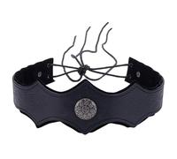 CALFOVERA Vintage Viking PU Leather Hair Band Black Embossed Medieval Leather Headpiece Retro Adjustable Renaissance Viking Headband Head Band Headdress Helmet for LARP Halloween Costume Accessories
