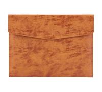 CALFOVERA Waterproof A4 PU Leather Envelope File Holder Brown Thin Document Folder Portfolio Filing Oragnizer Pocket Storage Case with Snap Closure for Receipt Contract Stationery Tablet