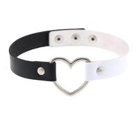 CALFOVERA Womens Vintage Gothic Heart Leather Choker Soft Punk Rock Double Color Collar Chain Jewelry PU Leather Choker Necklace Decorations for Make-up Party Cosplay Decorations (Black and White)