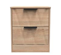 Calgary Ready Assembled 2 Drawer Bedside Cabinet in Bardolino Oak - Welcome Furniture | TJ Hughes