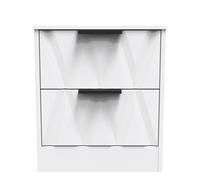 Calgary Ready Assembled 2 Drawer Bedside Cabinet in White Matt - Welcome Furniture | TJ Hughes