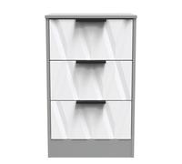 Calgary Ready Assembled 3 Drawer Bedside Cabinet in White Matt & Dusk Grey - Welcome Furniture | TJ Hughes