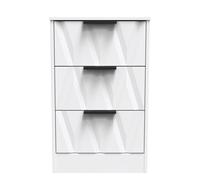 Calgary Ready Assembled 3 Drawer Bedside Cabinet in White Matt - Welcome Furniture | TJ Hughes