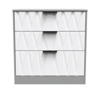 Calgary Ready Assembled 3 Drawer Deep Chest in White Matt & Dusk Grey - Welcome Furniture | TJ Hughes