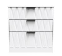 Calgary Ready Assembled 3 Drawer Deep Chest in White Matt - Welcome Furniture | TJ Hughes