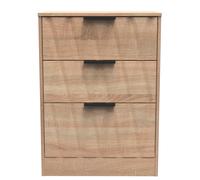 Calgary Ready Assembled 3 Drawer Midi Deep Chest in Bardolino Oak - Welcome Furniture | TJ Hughes