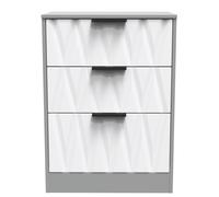 Calgary Ready Assembled 3 Drawer Midi Deep Chest in White Matt & Dusk Grey - Welcome Furniture | TJ Hughes