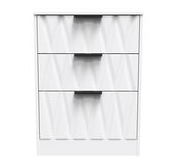 Calgary Ready Assembled 3 Drawer Midi Deep Chest in White Matt - Welcome Furniture | TJ Hughes