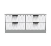 Calgary Ready Assembled 4 Drawer Bed Box in White Matt & Dusk Grey - Welcome Furniture | TJ Hughes