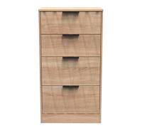Calgary Ready Assembled 4 Drawer Deep Midi Chest in Bardolino Oak - Welcome Furniture | TJ Hughes