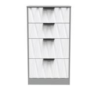 Calgary Ready Assembled 4 Drawer Deep Midi Chest in White Matt & Dusk Grey - Welcome Furniture | TJ Hughes