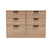 Calgary Ready Assembled 6 Drawer Wide Chest in Bardolino Oak - Welcome Furniture | TJ Hughes