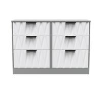 Calgary Ready Assembled 6 Drawer Wide Chest in White Matt & Dusk Grey - Welcome Furniture | TJ Hughes