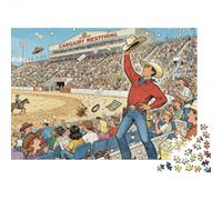 Calgary Stampede Rodeo Hat Toss Wooden Jigsaw Puzzle Waterproof 1000 Piece Puzzles for Adults Impossible Challenging Games