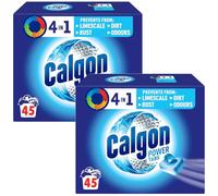 Calgon 4-in-1 Washing Machine Cleaner and Water Softener Tablets, 45 Count, Pack of 2 | Removes Limescale, Residue, Dirt, Rust & Malodours | Deep Clean | L Pack Size