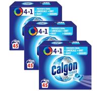 Calgon 4-in-1 Washing Machine Cleaner and Water Softener Tablets, 45 Count, Pack of 3 | Removes Limescale, Residue, Dirt, Rust & Malodours | Deep Clean | L Pack Size