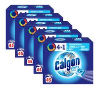 Calgon 4-in-1 Washing Machine Cleaner and Water Softener Tablets, 45 Count, Pack of 5 | Removes Limescale, Residue, Dirt, Rust & Malodours | Deep Cle