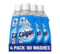 Calgon 4-in-1 Washing Machine Cleaner & Water Softener Gel, 4 x 750ml | Washing machine cleaner, water softener & limescale remover; protects from limescale, dirt & odours; 15 washes per bottle