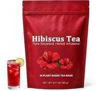 Calhealing Hibiscus Herbal Tea Bags, Hibiscus Tea, Natural Flower Tea, Plant-Based Teas Bags, Refreshing Floral Taste, Caffeine-Free Botanical Drink Wellness Tea, 30Bag/Pack (1Box)
