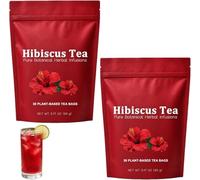 Calhealing Hibiscus Herbal Tea Bags, Hibiscus Tea, Natural Flower Tea, Plant-Based Teas Bags, Refreshing Floral Taste, Caffeine-Free Botanical Drink Wellness Tea, 30Bag/Pack (2Box)
